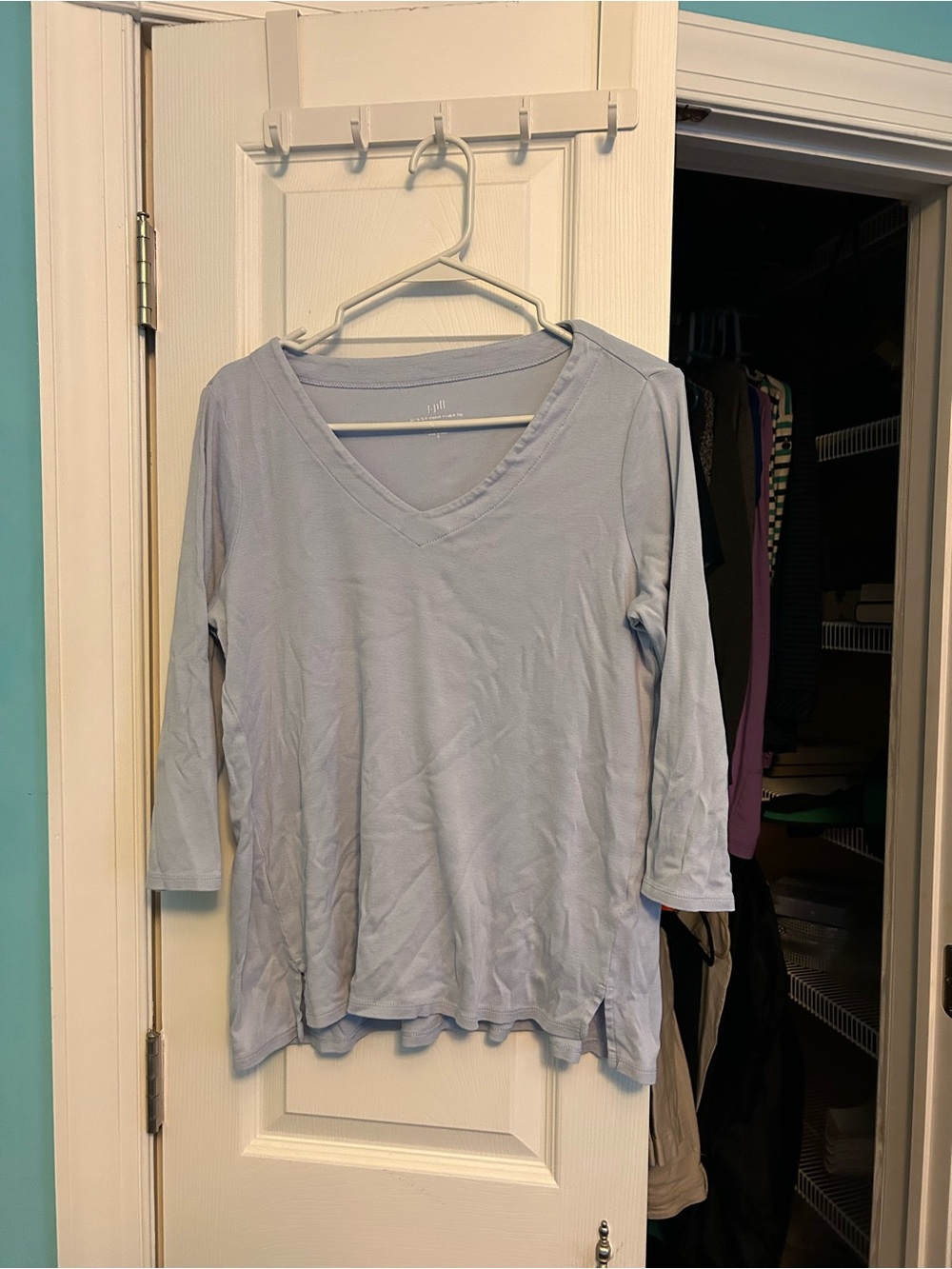 J. Jill Pale Blue V-Neck Long Sleeve Tee